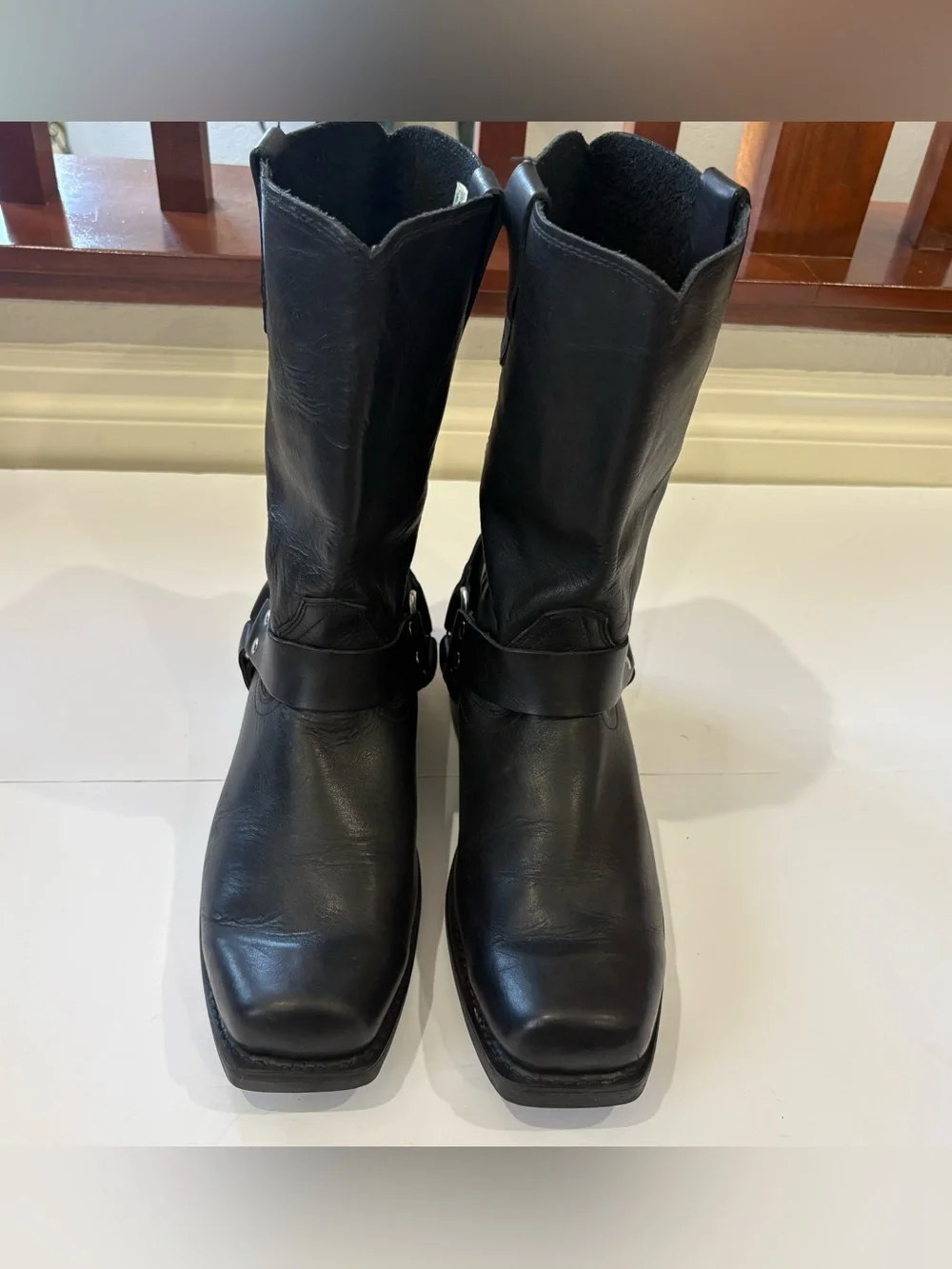 Durango Men’s 11 EE Black Leather Harness Motorcycle Western Boots Square Toe